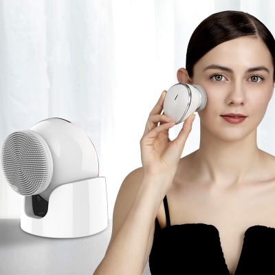 rechargeable vibrating facial silicone cleanser cleansing  brush warm